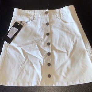White coated button down A-line skirt